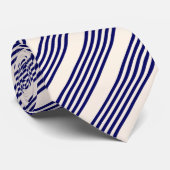 Navy blue en beige vijf strepen patroon stropdas (Opgerold)