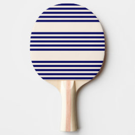 Navy blue en beige vijf strepen patroon tafeltennisbatje