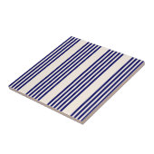 Navy blue en beige vijf strepen patroon tegeltje (Zijkant)