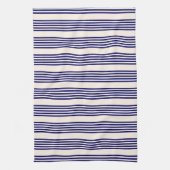 Navy blue en beige vijf strepen patroon theedoek (Verticaal)