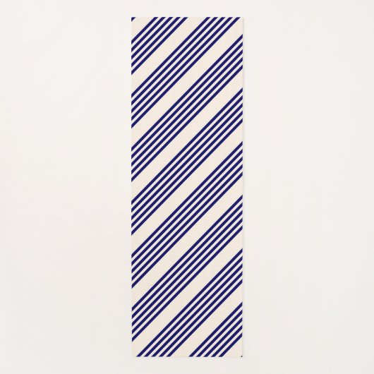Navy blue en beige vijf strepen patroon yogamat (Voorkant)