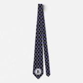 Navy Blue en Black Custom Monogram Initiaal Stropd Stropdas (Voorkant)