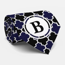 Navy Blue en Black Custom Monogram Initiaal Stropd