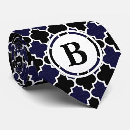 Navy Blue en Black Custom Monogram Initiaal Stropd Stropdas