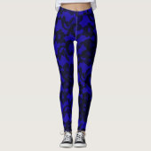 Navy Blue en Black Elegant Lace Spandex Leggings (Voorkant)