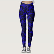 Navy Blue en Black Elegant Lace Spandex Leggings
