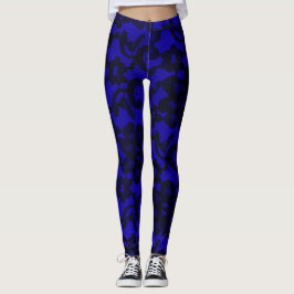 Navy Blue en Black Elegant Lace Spandex Leggings