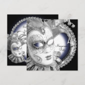 Navy Blue en Black Masquerade Party Uitnodigingen (Voorkant / Achterkant)