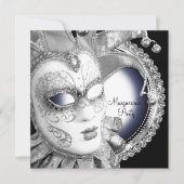 Navy Blue en Black Masquerade Party Uitnodigingen (Voorkant)