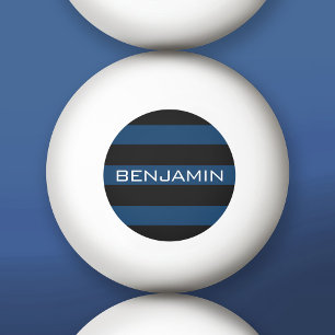 Navy Blue en Black Rugby Stripes met aangepaste na Pingpongbal