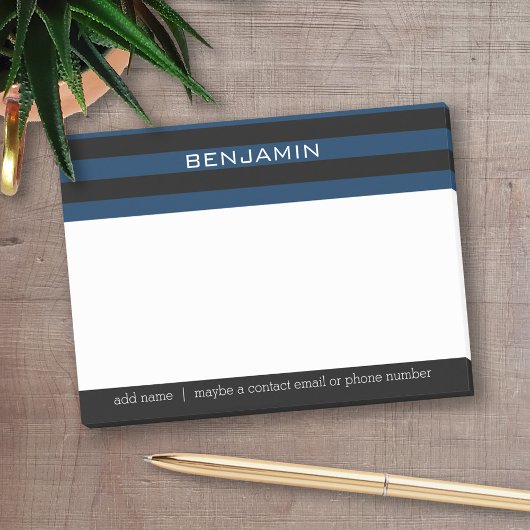 Navy Blue en Black Rugby Stripes met aangepaste na Post-it® Notes