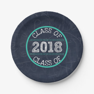 Navy Blue en Blauwgroen Chalkboard Graduation Part Papieren Bordje