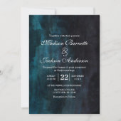 Navy Blue en Blauwgroen Waterverf Wash Wedding Kaart (Voorkant)