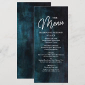 Navy Blue en Blauwgroen Waterverf & White Wedding  Menu (Voorkant / Achterkant)