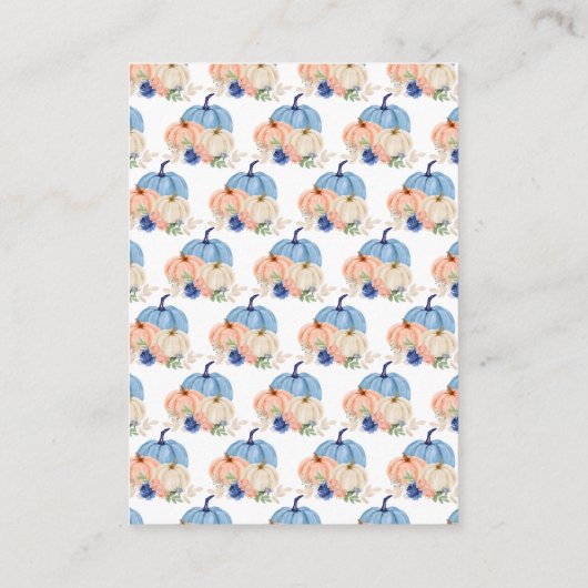 Navy Blue en Blush Bloemenpompoenen Baby shower Informatiekaartje (Achterkant)