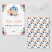 Navy Blue en Blush Bloemenpompoenen Baby shower Informatiekaartje (Voorkant / Achterkant)