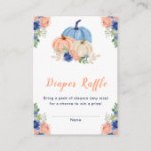 Navy Blue en Blush Bloemenpompoenen Baby shower Informatiekaartje (Voorkant)