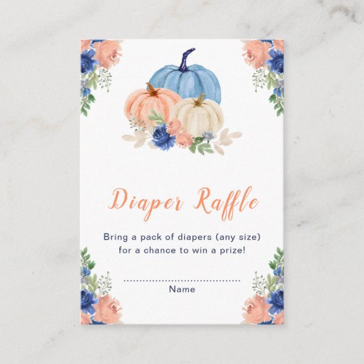 Navy Blue en Blush Bloemenpompoenen Baby shower Informatiekaartje (Voorkant)