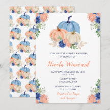 Navy Blue en Blush Bloemenpompoenen Baby shower