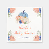 Navy Blue en Blush Bloemenpompoenen Baby shower Servet (Voorkant)