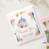 Navy Blue en Blush Bloemenpompoenen Verjaardag Bedankzakje (Gezegeld)