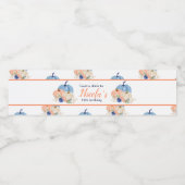 Navy Blue en Blush Bloemenpompoenen Verjaardag Waterfles Etiket (Enkel label)