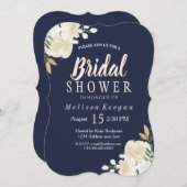 Navy Blue en Blush Bruids Douche Uitnodigingen (Voorkant / Achterkant)