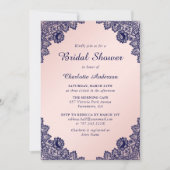 Navy Blue en Blush Floral Vrijgezellenfeest Kaart (Voorkant)