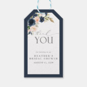 Navy Blue en Blush Floral Waterverf Vrijgezellenfe Cadeaulabel (Voorkant)