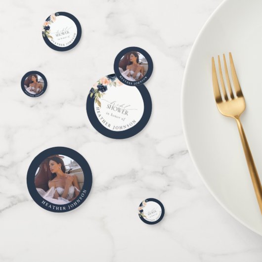 Navy Blue en Blush Floral Waterverf Vrijgezellenfe Confetti (Groep)