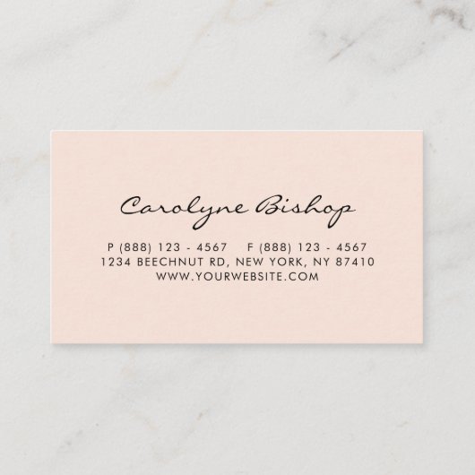 Navy Blue en Blush Flowers Garland Script Visitekaartje (Achterkant)