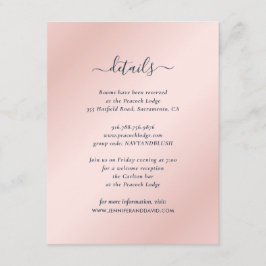 Navy Blue en Blush Guest Information Kaarten