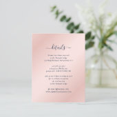 Navy Blue en Blush Guest Information Kaarten (Staand voorkant)