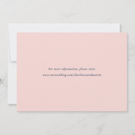 Navy Blue en Blush Modern Script Trouwfoto Save The Date (Achterkant)