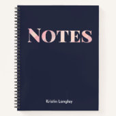 Navy Blue en Blush Notes Personalized Notitieboek (Voorkant)