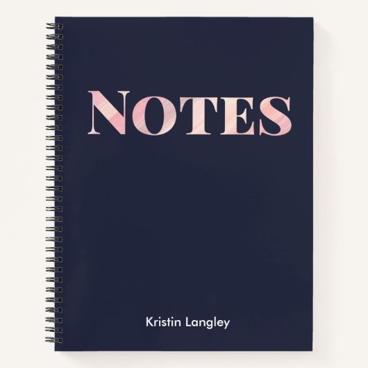 Navy Blue en Blush Notes Personalized Notitieboek (Voorkant)
