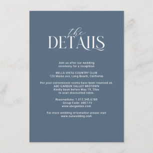 Navy Blue en Blush Pink Floral Bouquet - Gegevens Informatiekaartje