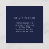 Navy Blue en Blush Pink Floral Vierkante Visitekaartje (Achterkant)