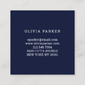 Navy Blue en Blush Pink Floral Vierkante Visitekaartje (Achterkant)