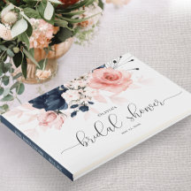 Navy Blue en Blush Pink floral Vrijgezellenfeest