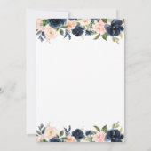 Navy Blue en Blush Pink Floral Waterverf Wedding Kaart (Achterkant)
