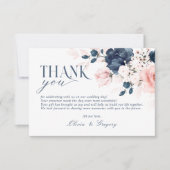 Navy Blue en Blush Pink Floral Weddenschap RSVP Kaartje (Voorkant)