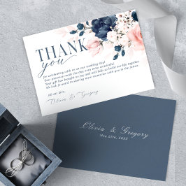 Navy Blue en Blush Pink Floral Weddenschap RSVP Kaartje