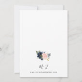 Navy Blue en Blush Pink Floral Wedding Kaart (Achterkant)