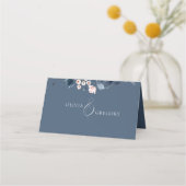 Navy Blue en Blush Pink Floral Wedding Place Card Plaatskaartje (Achterkant)