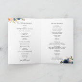 Navy Blue en Blush Pink Floral Wedding Programme Programma (Binnen)
