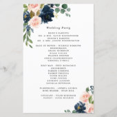 Navy Blue en Blush Pink Floral Wedding Programs (Achterkant)