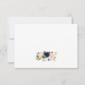 Navy Blue en Blush Pink Floral Wedding RSVP Kaartje (Achterkant)
