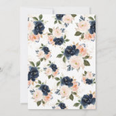 Navy Blue en Blush Pink Flowers Baby shower Kaart (Achterkant)