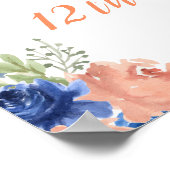 Navy Blue en Blush Pompoenen Verjaardag Welkom Poster (Hoek)